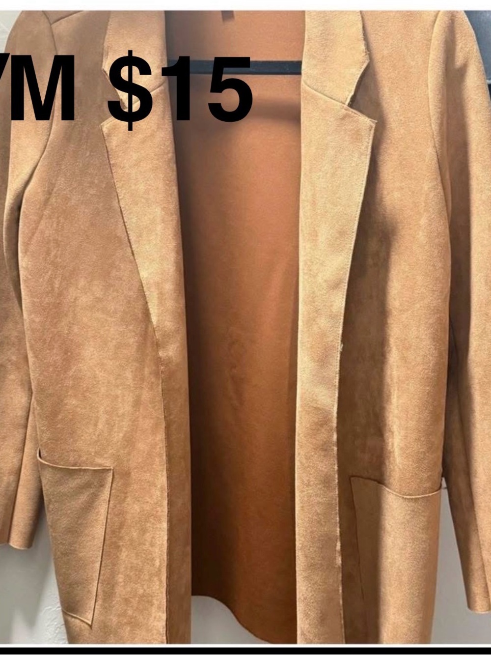 Ellison Camel Open-Front Suede Blazer